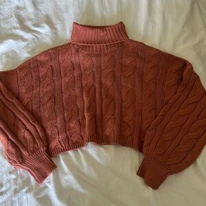 Cropped Cable Knit Sweater